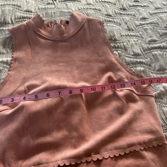 NWT Soprano Dress Women Medium Party Faux Suede Stretchy High Neck Pink - Picture 6 of 11